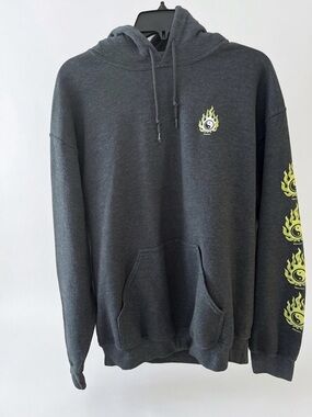 BDG Urban Outfitters Unisex Obscura Yin Yang Flame Hoodie Charcoal Gray Medium